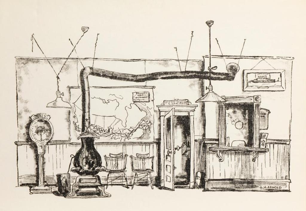 Greg Harland Arnold (1916-1968) - Untitled - Old Office Interior