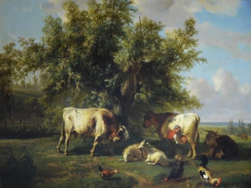Ildephonse Stocquart (1819-1889) - MILKING THE CATTLE