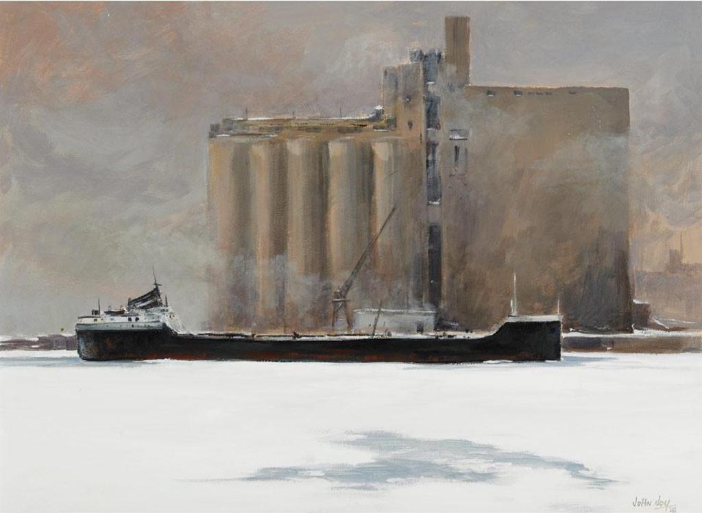 John Joy (1925-2012) - January, Toronto Harbour, Canada Malting Elevators