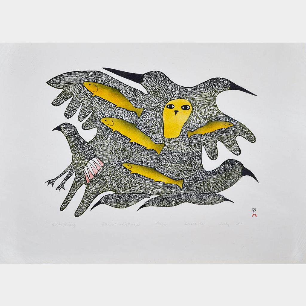 Lucy Qinnuayuak (1915-1982) - Birds Fishing