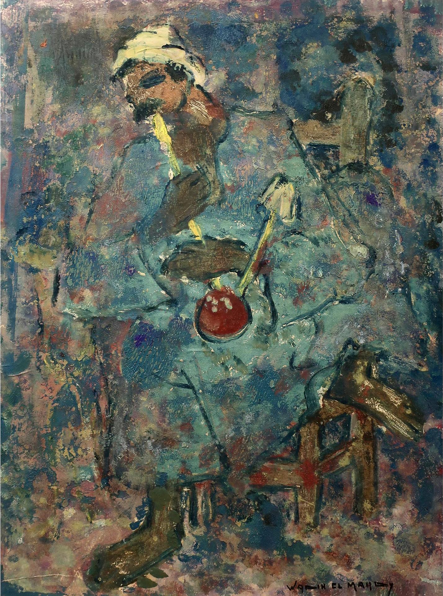 Wadie el Mahdy (1921-2000) - Untitled (Man Smoking Hookah Pipe)