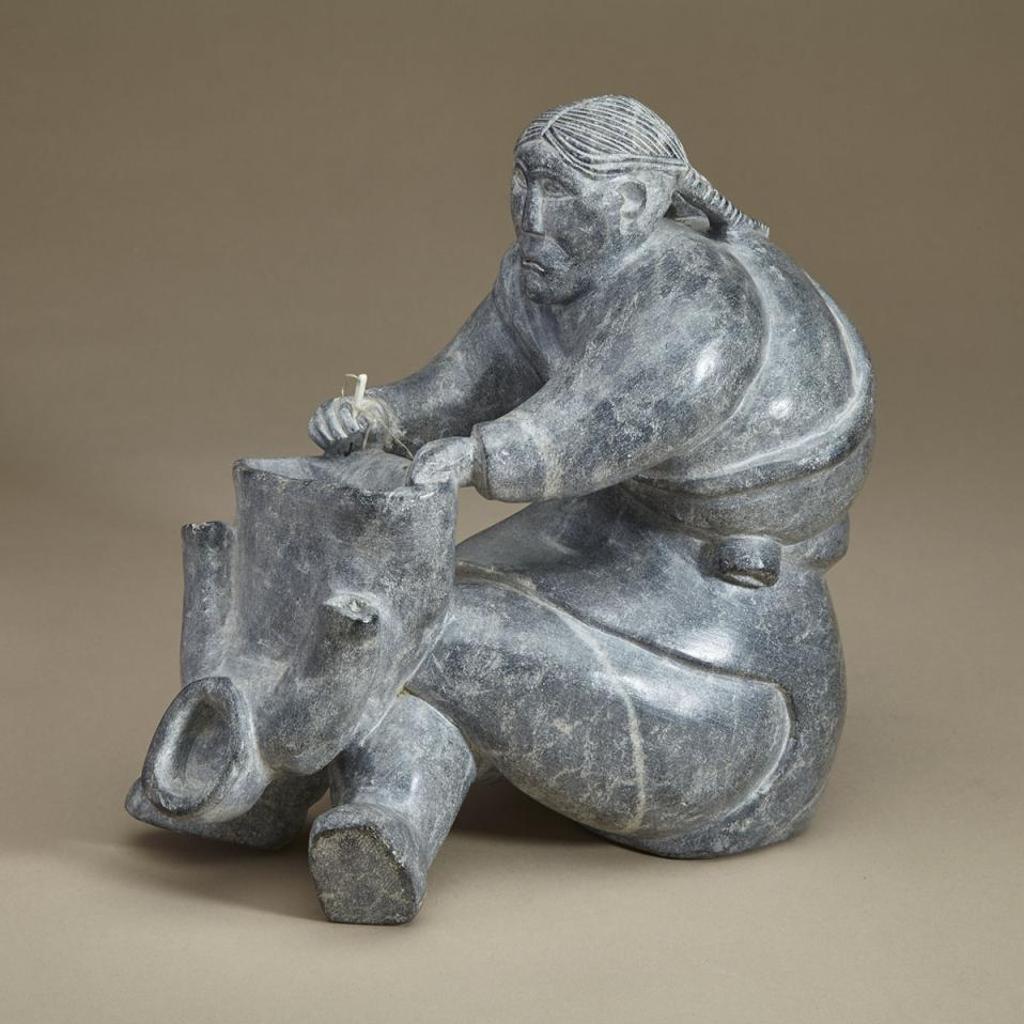 Sammy Kaitak (1926-2004) - Seated Woman Mending A Parka