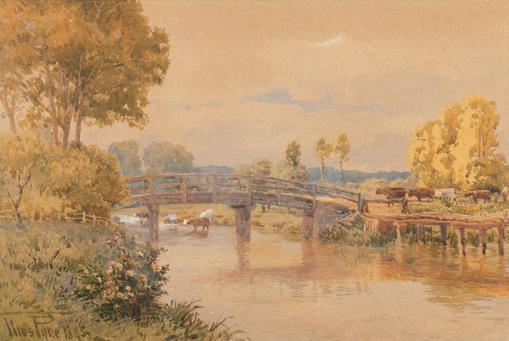 Thomas Pyne. R.I. R.B.A. (1843-1935) - Cattle by a River Crossing