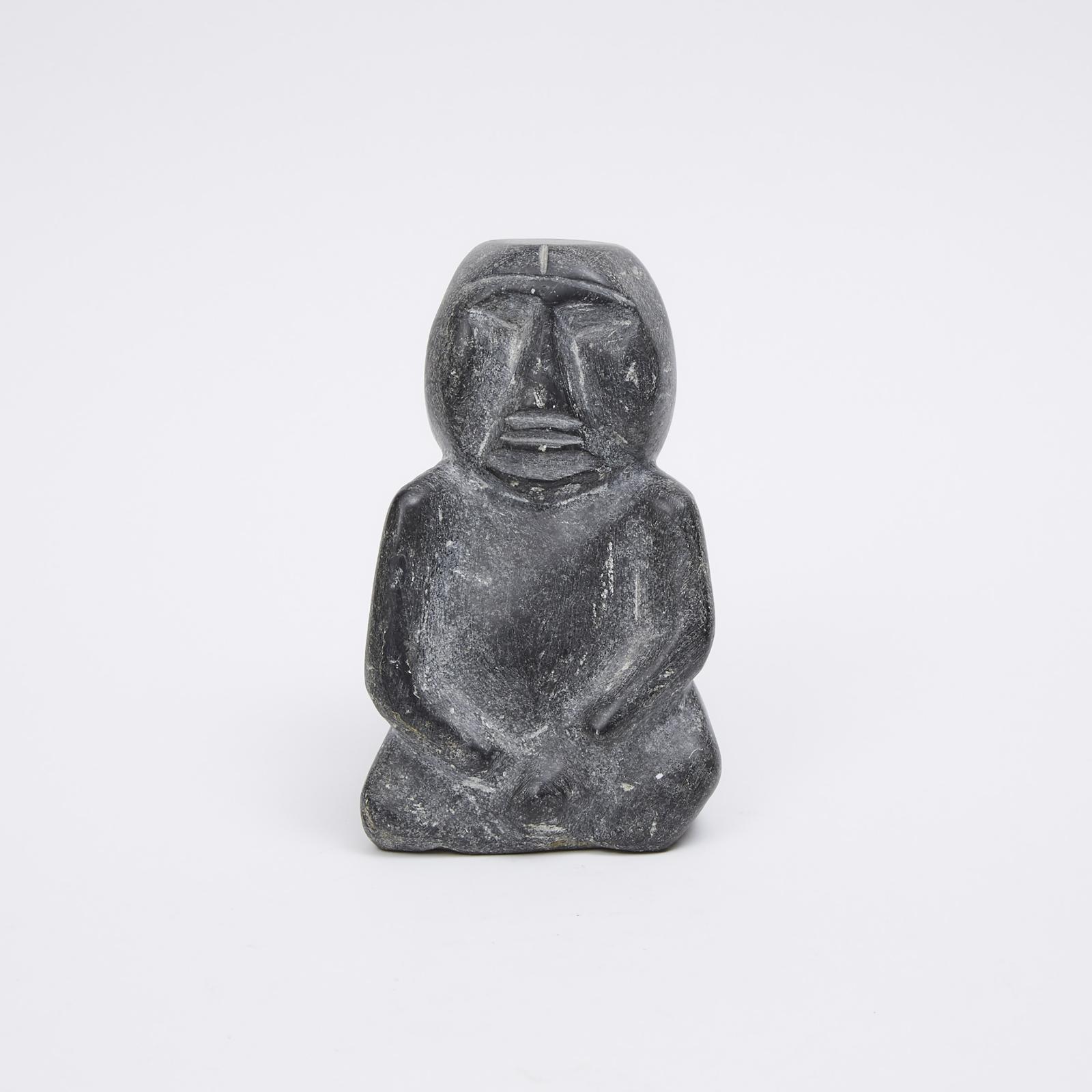 Joy Kiluvigyuak Hallauk (1940-2000) - Seated Figure With Spirit Helper