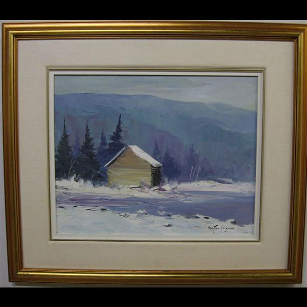 Christian Bergeron (1945) - Winter Scene With Cabin