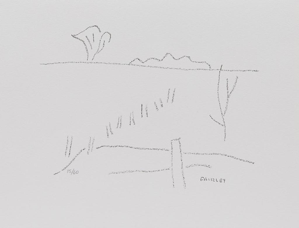 Barker Fairley (1887-1986) - Trees and Line of a Fence Post; House and Barn