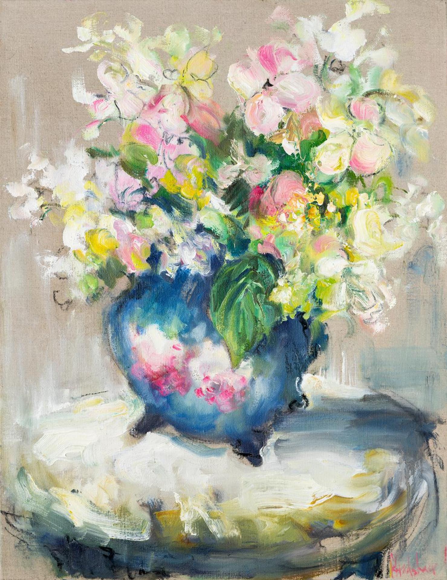 Kathy Bradshaw (1961) - Hydrangeas on Old Stool