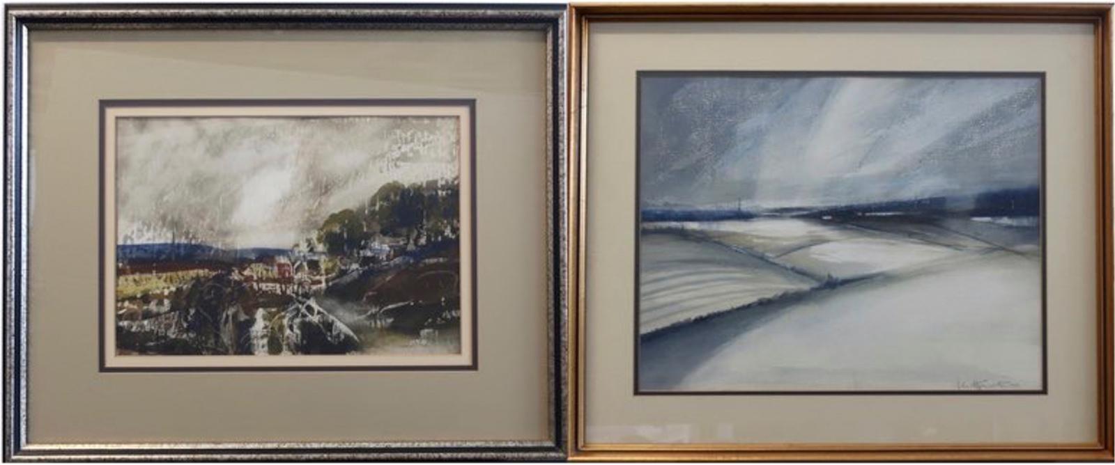 John H. Kinnear (1920-2003) - Untitled (Landscape With Houses) & (Farmscape In Winter)