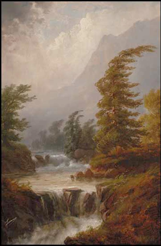 Alexander Francois Loemans (1816-1898) - Wind Blown Trees and Rushing River