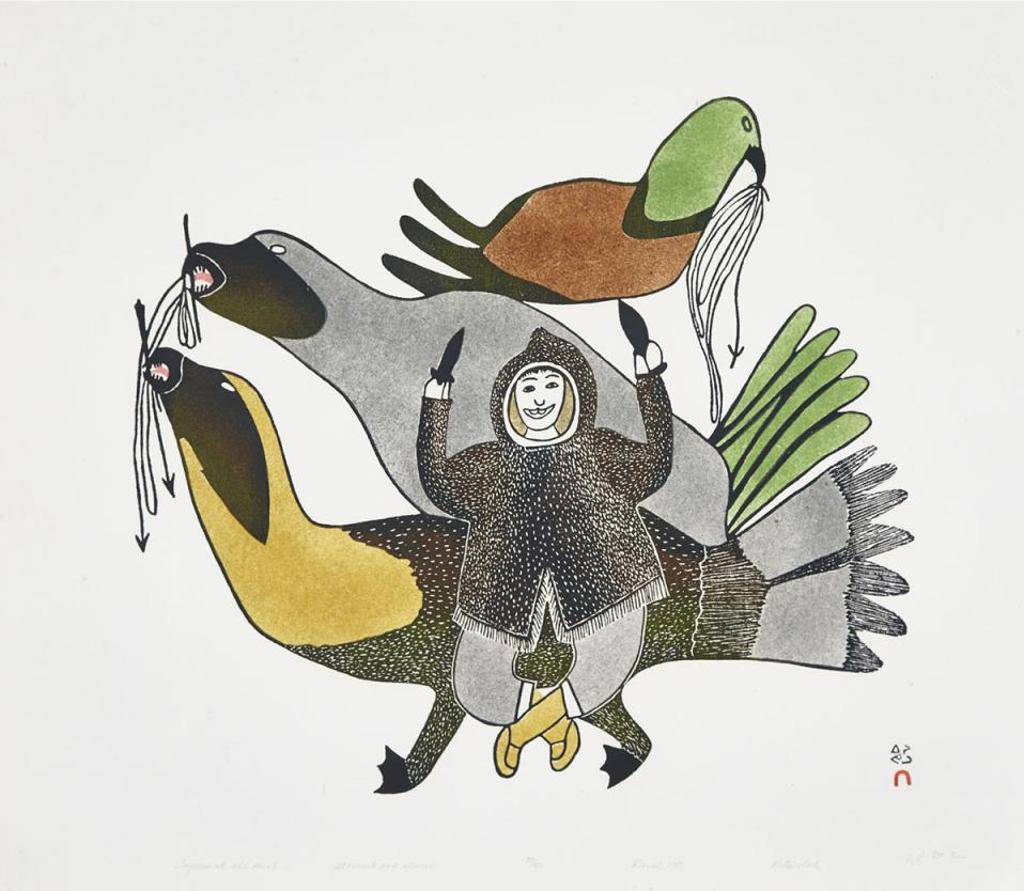 Pitseolak Ashoona (1904-1983) - Joyous At The Hunt