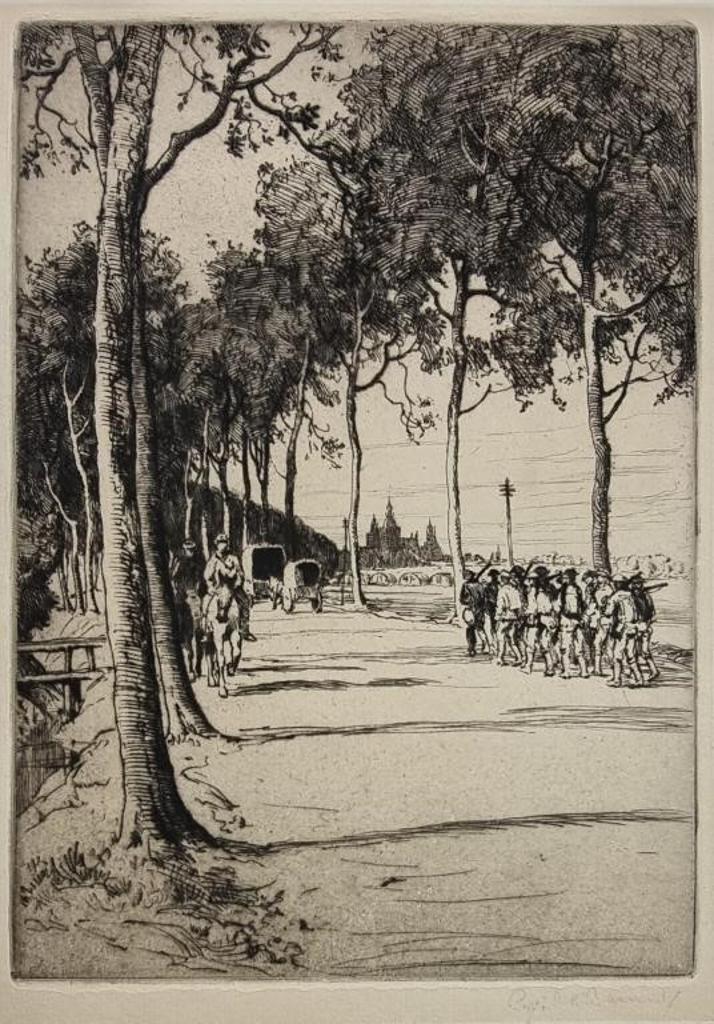 Cyril Henry Barraud (1877-1940) - Approaching Poperinghe on the Ypres Road, 1919