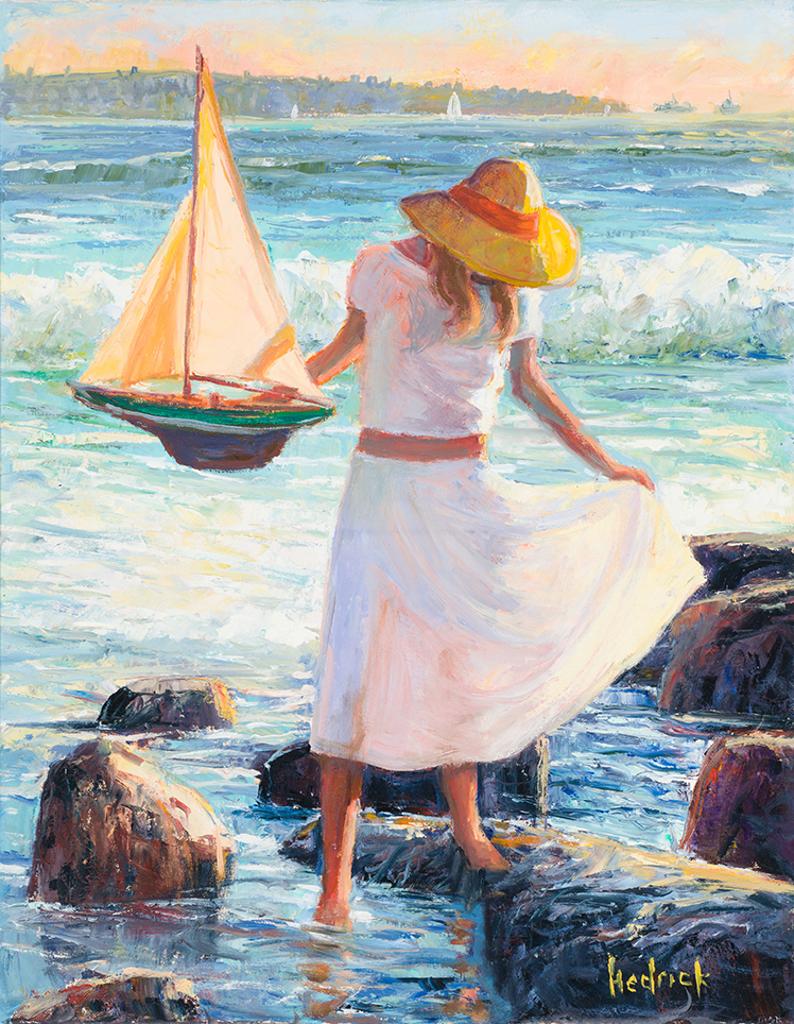 Ron Hedrick (1942) - Wader With Sailboat