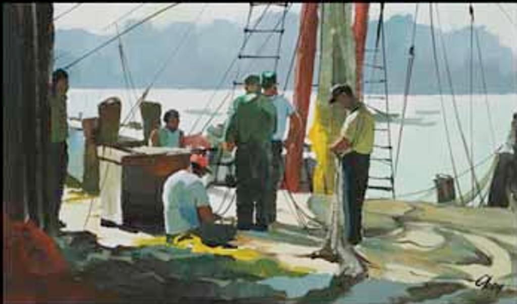 Ronald N. Okey (1921-2004) - Mending the Nets