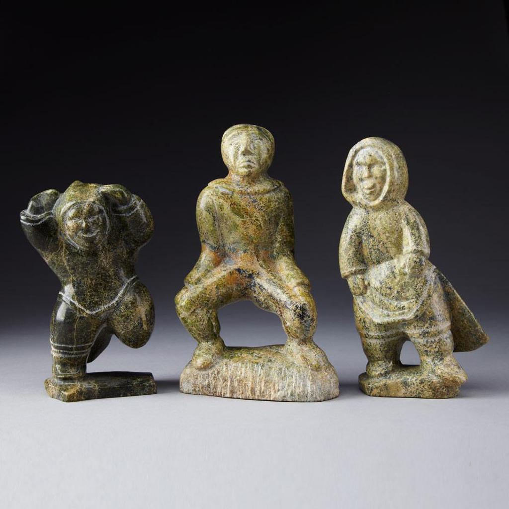 Kuppapik (Qupapik) Ragee (1931) - Squatting Man On Base; Dancing Man; Standing Woman In A Billowing Parka