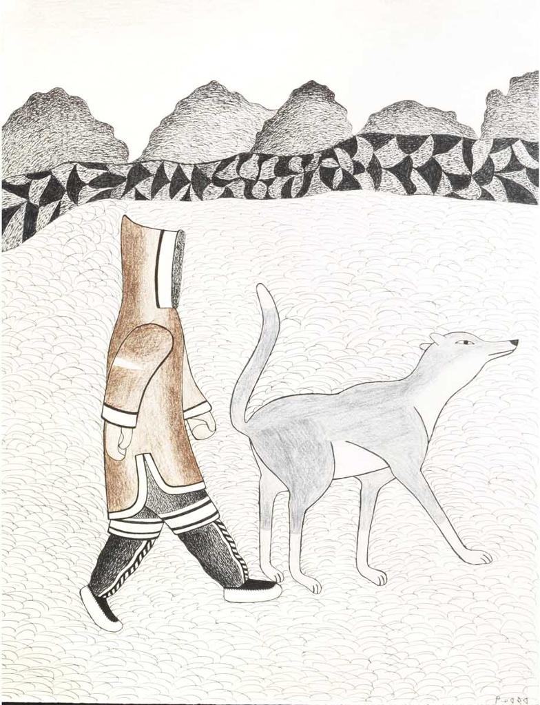 Kenojuak Ashevak (1927-2013) - Man and dog