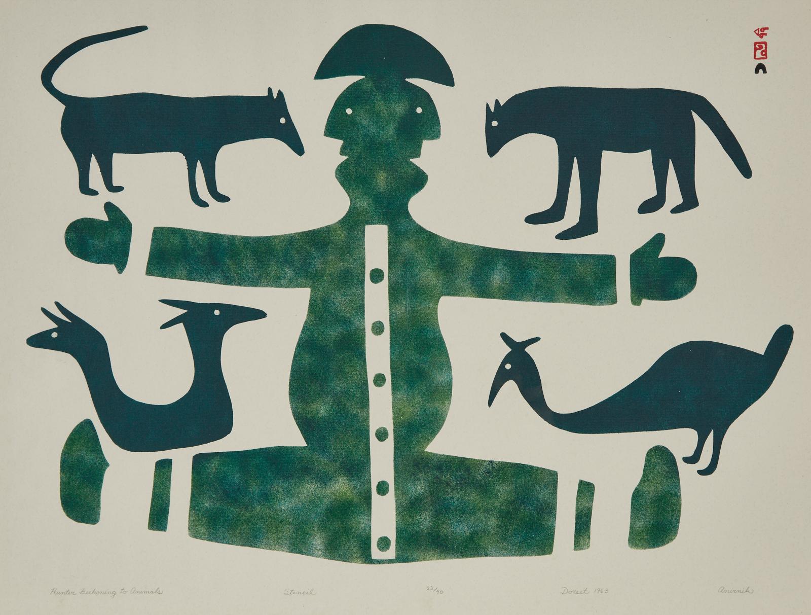Anirnik Oshuitoq (1902-1983) - Hunter Beckoning To Animals
