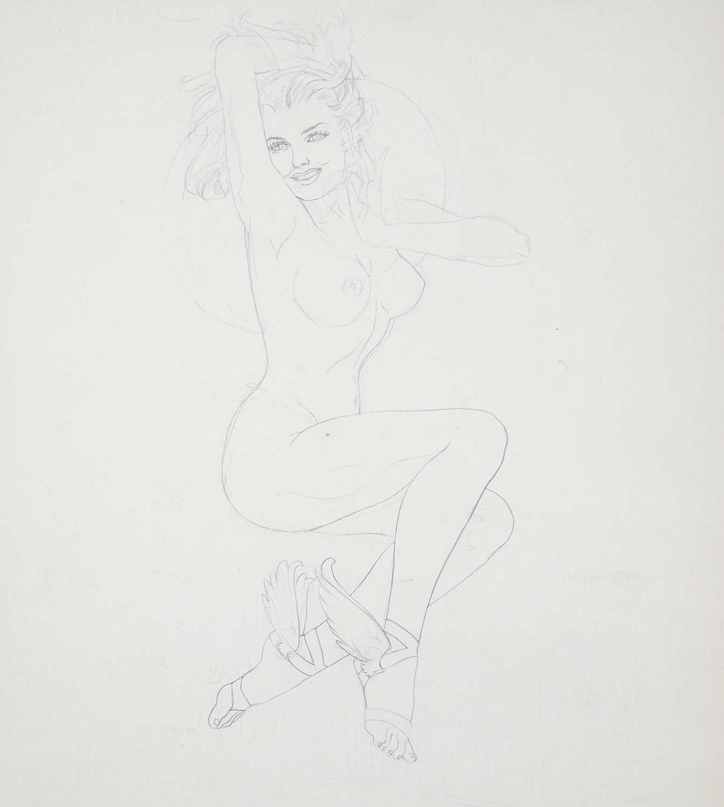 Alberto Vargas - Untitled - Study of a Young Nude with Wings on Her Feet