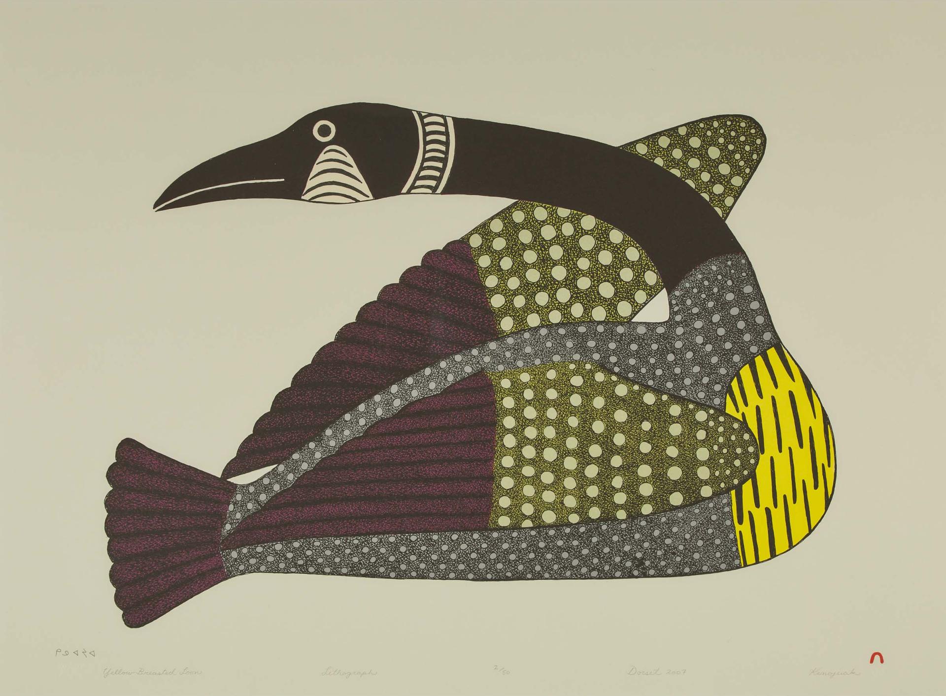 Kenojuak Ashevak (1927-2013) - Yellow Breasted Loon, 2007