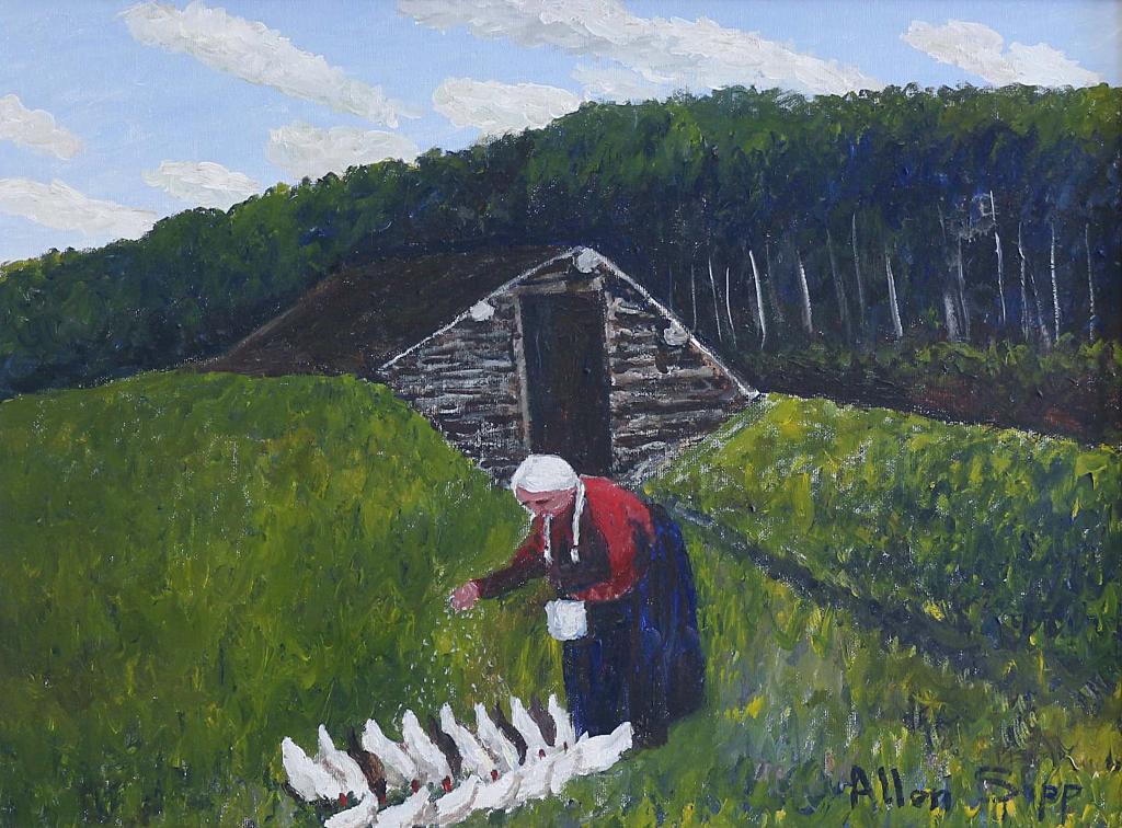 Allen Fredrick Sapp (1929-2015) - Nokum Feeding The Chickens