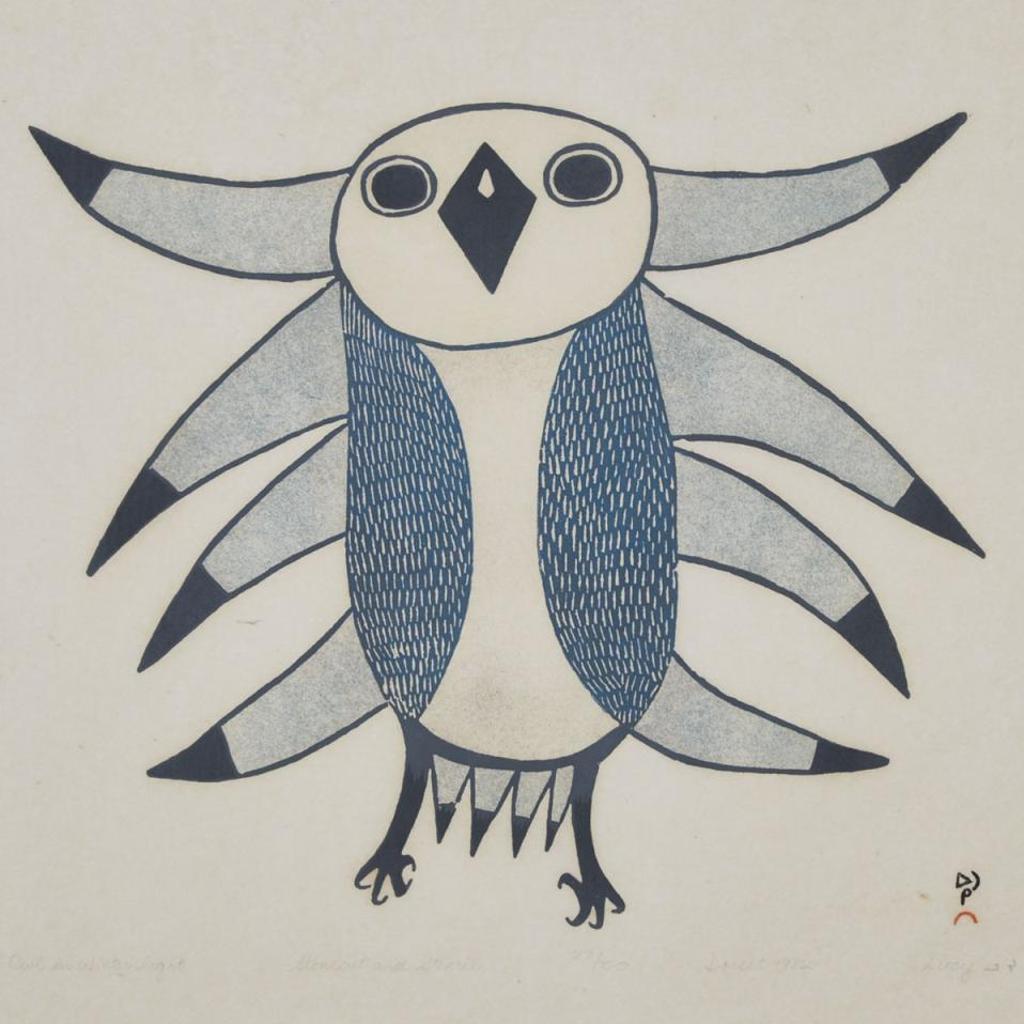 Lucy Qinnuayuak (1915-1982) - Owl In Winter Light