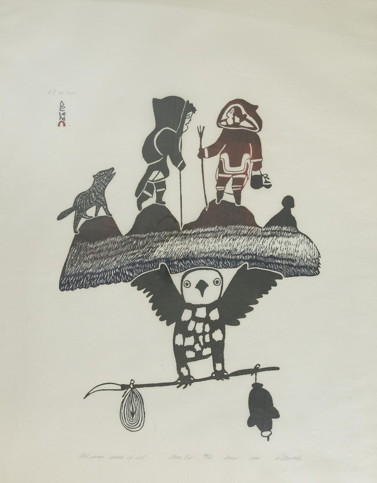Pitseolak Ashoona (1904-1983) - Old Women Speak Of Owl