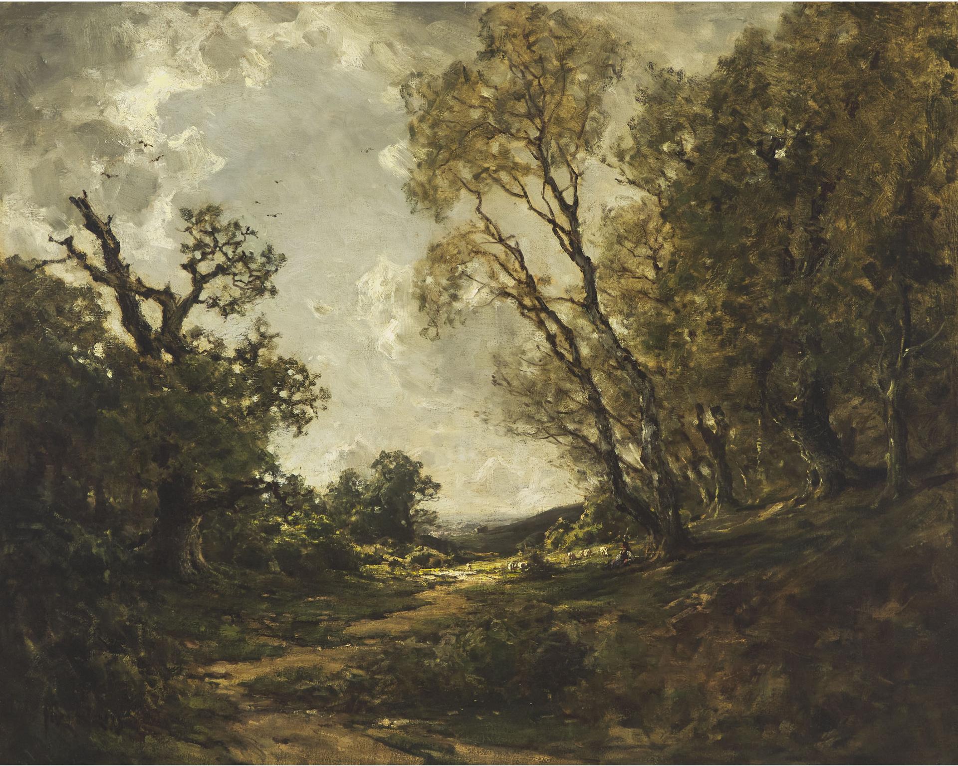 José Weiss (1859-1919) - View Of A Valley With A Shepherd