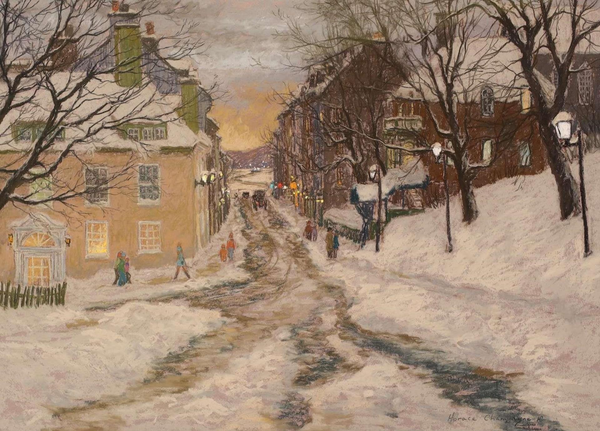 Horace Champagne (1937) - Petite Rue Ste. Genevieve, Coin De Ste. Ursules, Vieux Quebec (With Levis In Far Background); 1990