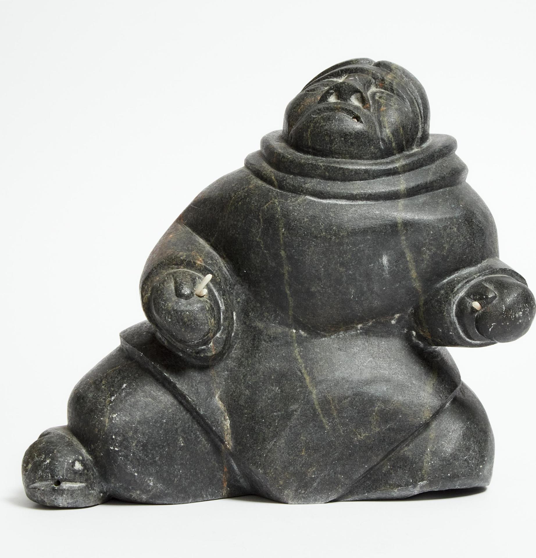 Thomas Akilak (1961) - Seated Figure With Fish