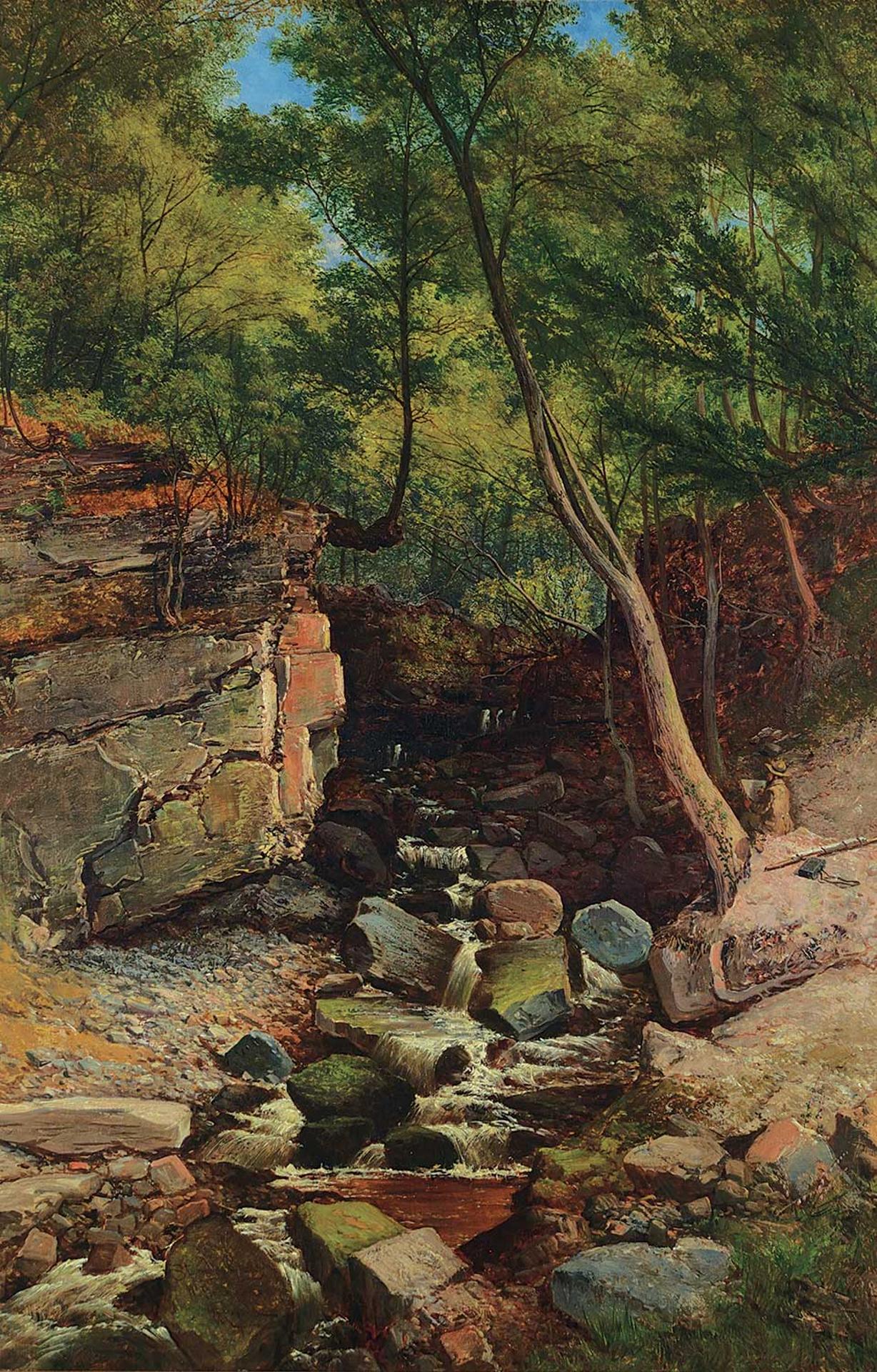 John Jeffery Holland - Stanally Clough, Todmorden [The Artist Sketching]