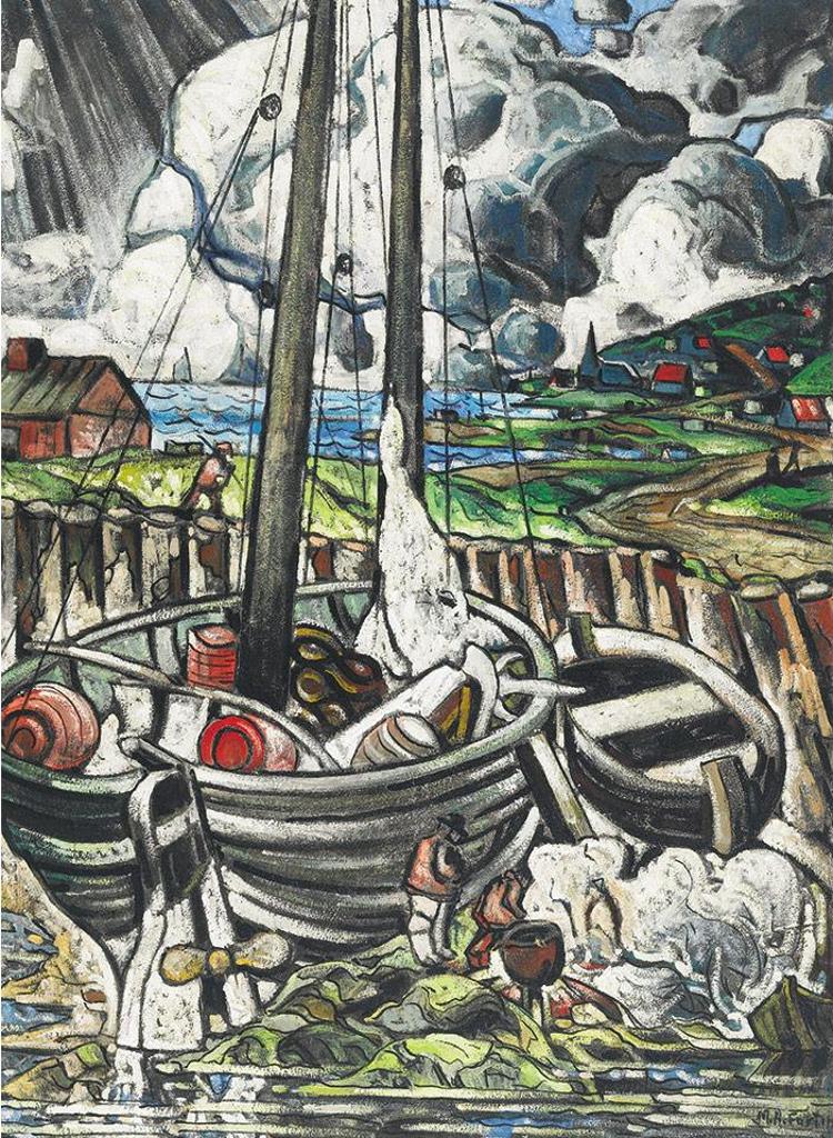 Marc-Aurèle Fortin (1888-1970) - Beached Fishing Boat Near Perce