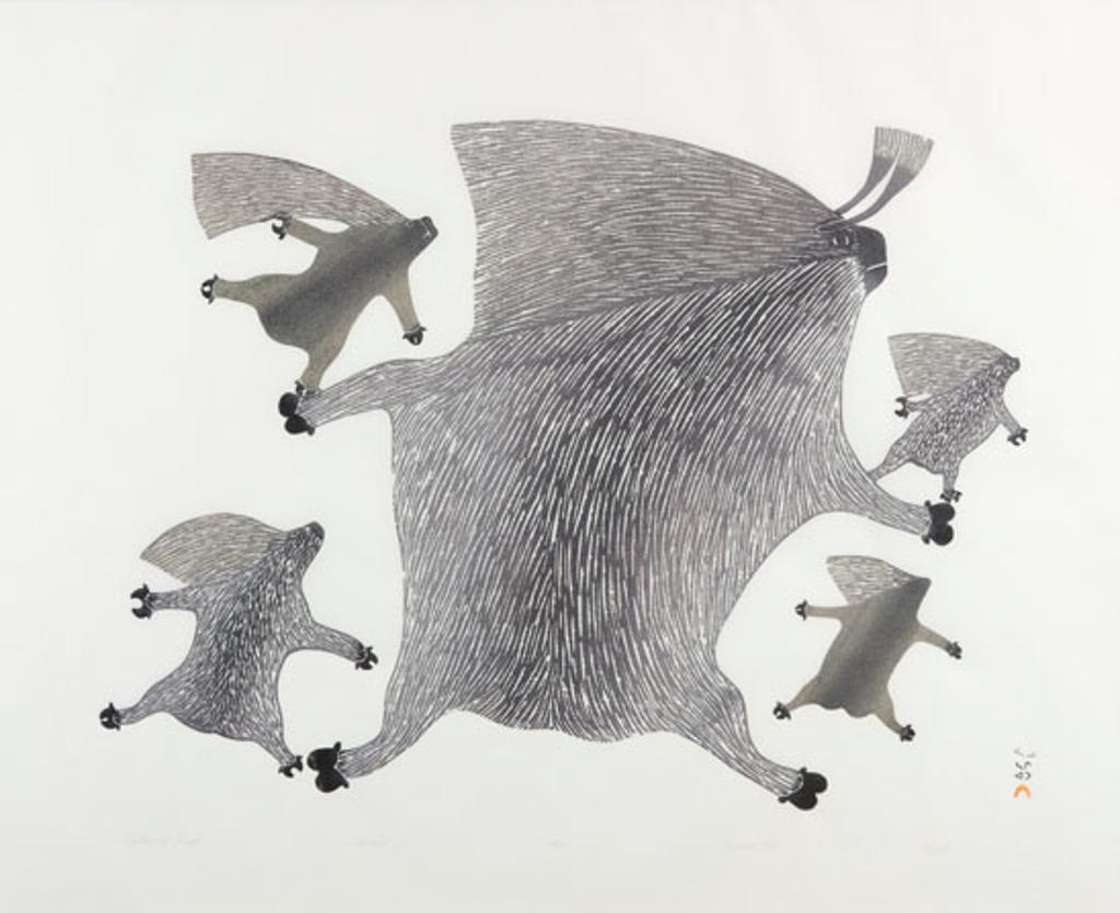 Pudlo Pudlat (1916-1992) - Muscox in Flight (03538/359)
