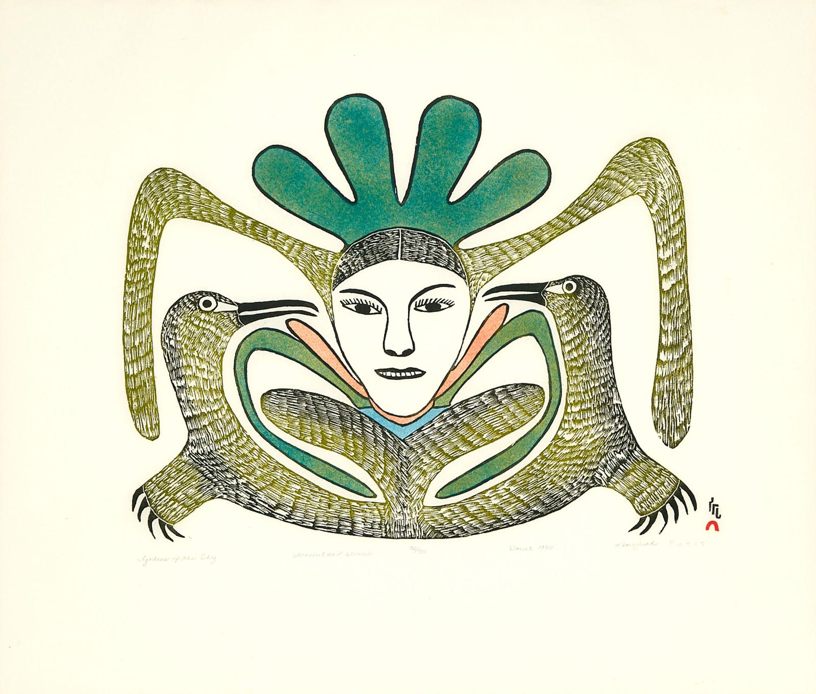 Kenojuak Ashevak (1927-2013) - Goddess Of The Sky
