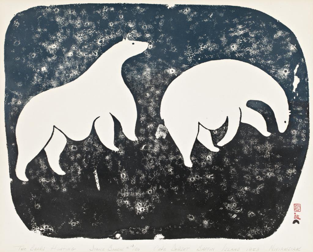 Niviaqsi (1908-1959) - m., Cape Dorset, Two Bears Hunting