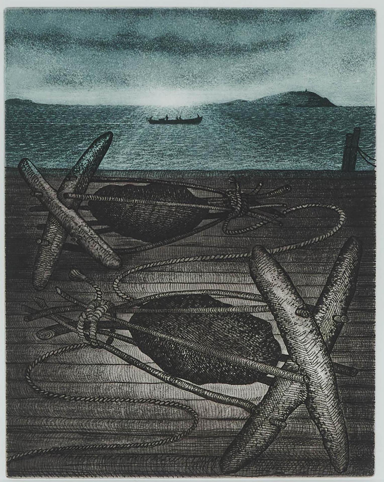 David Lloyd Blackwood (1941-2022) - Two Killicks On A Stage Head, Wesleyville, 1985