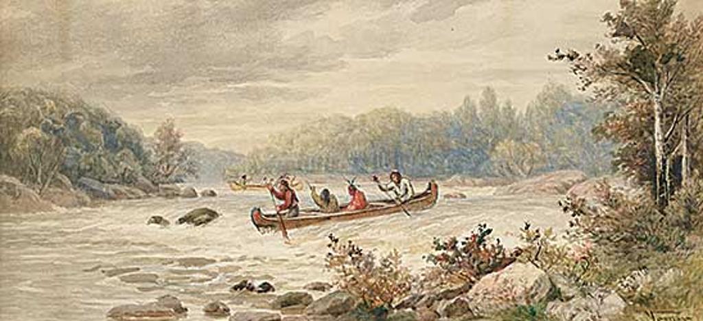 Frederick Arthur Verner (1836-1928) - Algonquins Shooting the Rapids, Muskoka