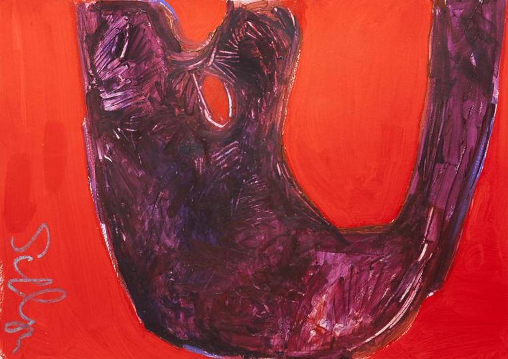 Soozi Schlanger (1953) - Untitled - Dark Shape on Red Background