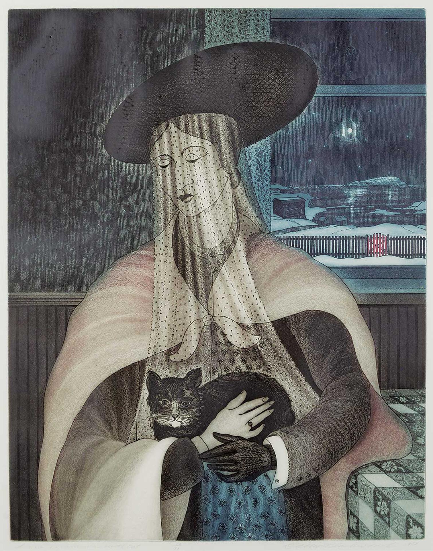 David Lloyd Blackwood (1941-2022) - Lone Mummer with Cat  #10/50