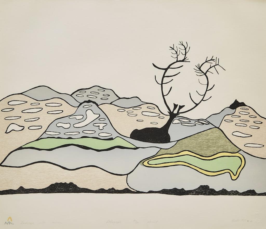 Pudlo Pudlat (1916-1992) - Landscape with Caribou