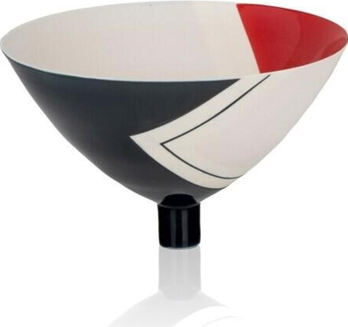 Willy van Bussel (1951) - Glazed wheel thrown ceramic bowl with navy blue features on the exterior and burnt red on the interior