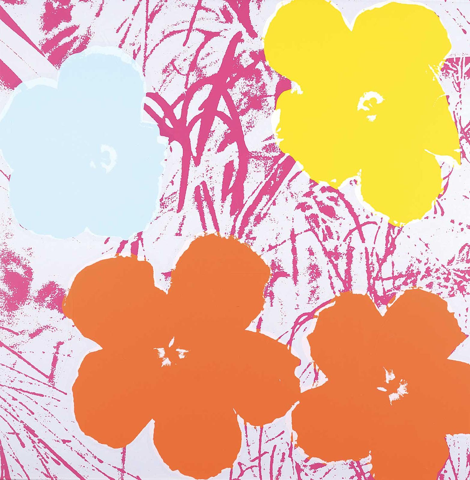 Andy Warhol (1928-1987) - Untitled - Flowers [Orange, Yellow and Blue]
