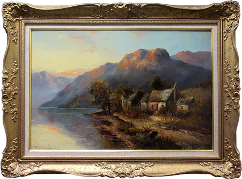 William Langley (1852-1922) - Highland Scene With Cottages