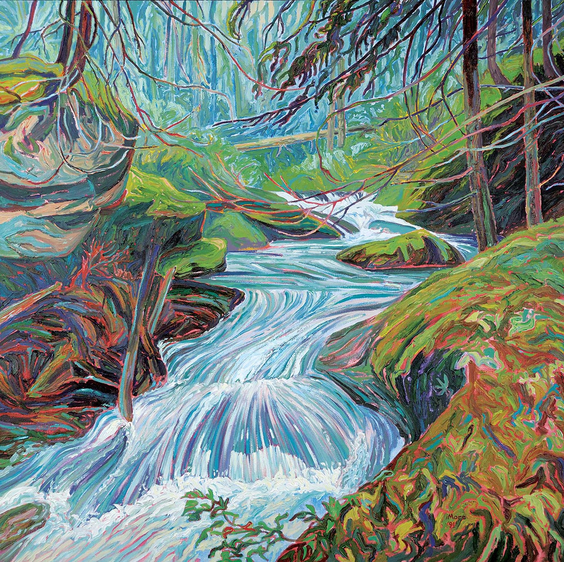 David John More (1947) - Mountain Stream and Mist, N.B.