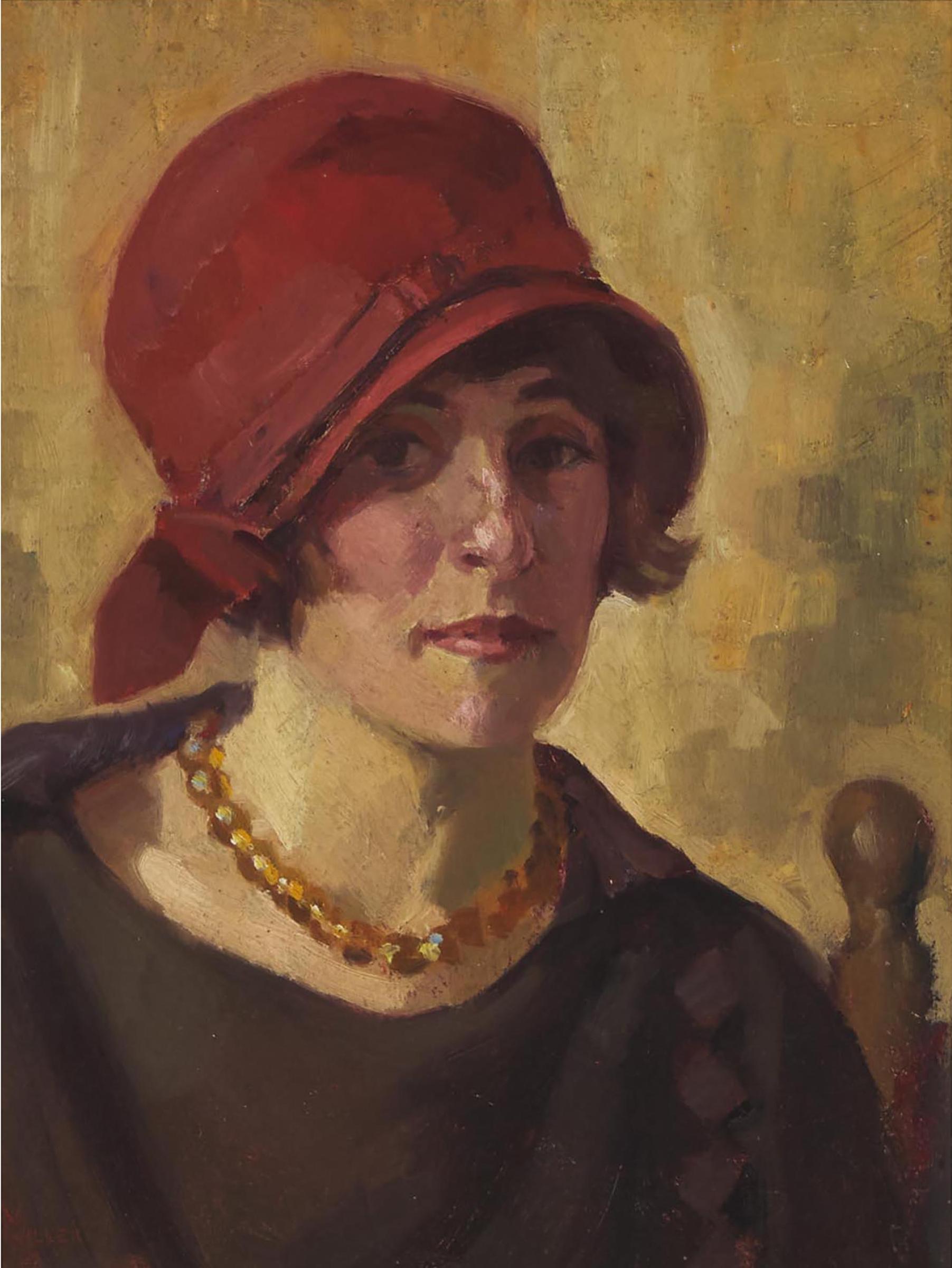 Richard Edward Miller (1875-1943) - Untitled (Portrait Of A Woman In A Red Hat) Ca. 1920
