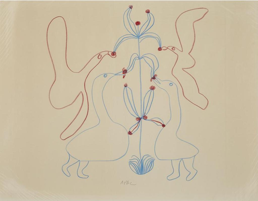 Pitseolak Ashoona (1904-1983) - Four Birds Feeding