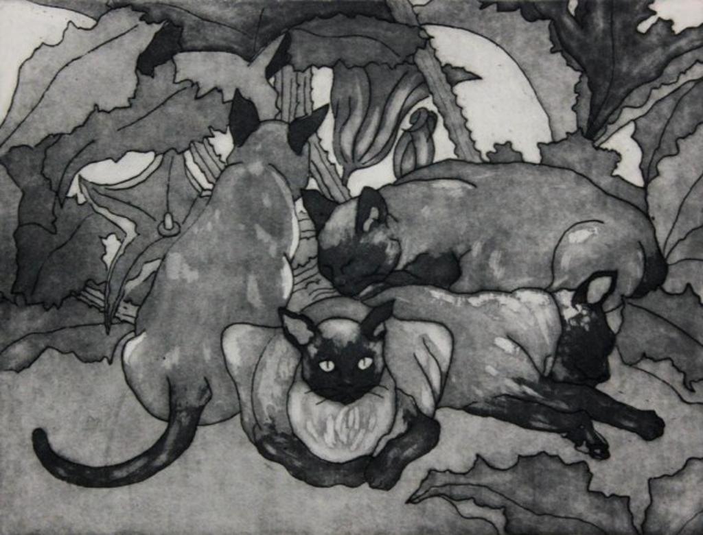 Katie Closs - Siamese Cats & Zucchini Plant