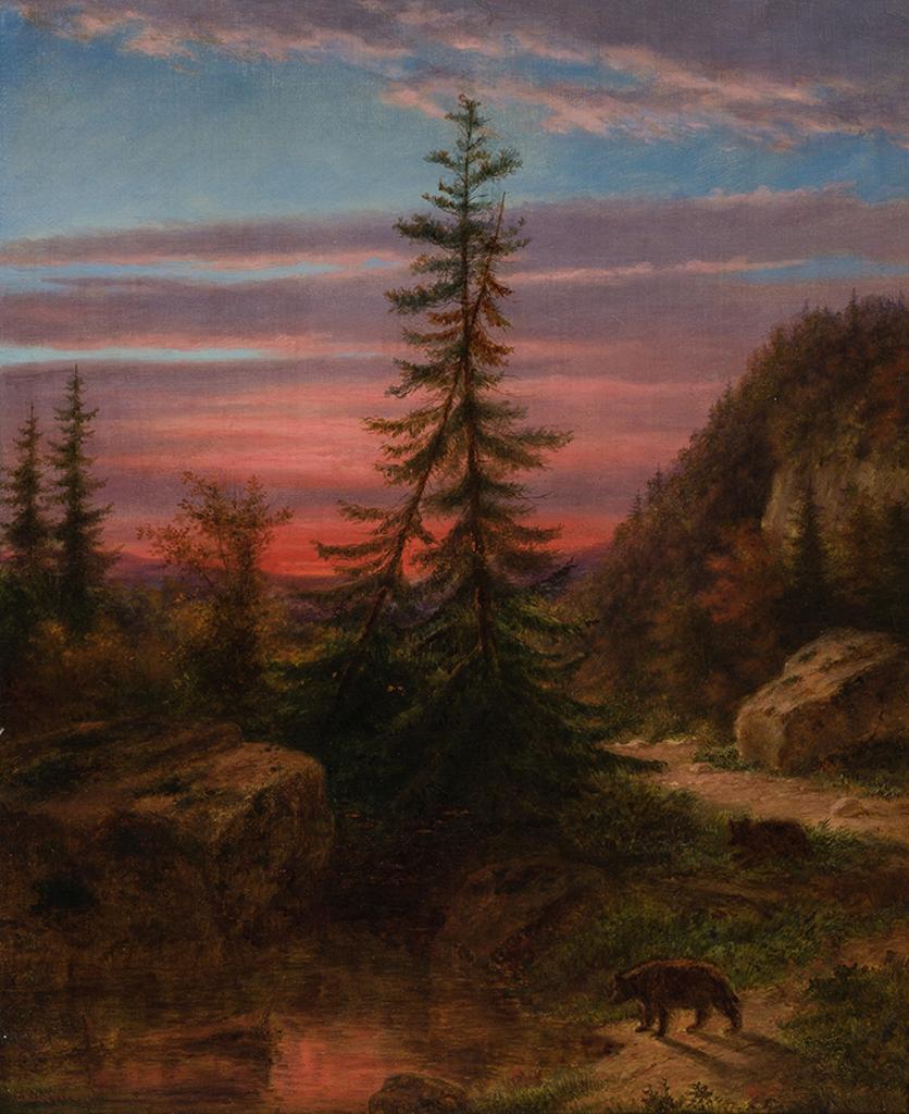 Cornelius David Krieghoff (1815-1872) - Bears Foraging at Sunset