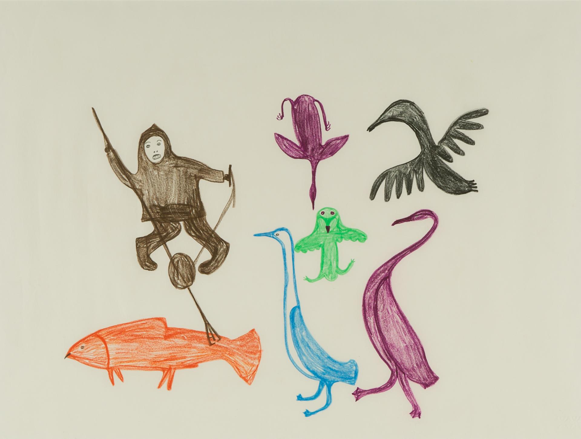 Lucy Qinnuayuak (1915-1982) - Hunter And Spirits