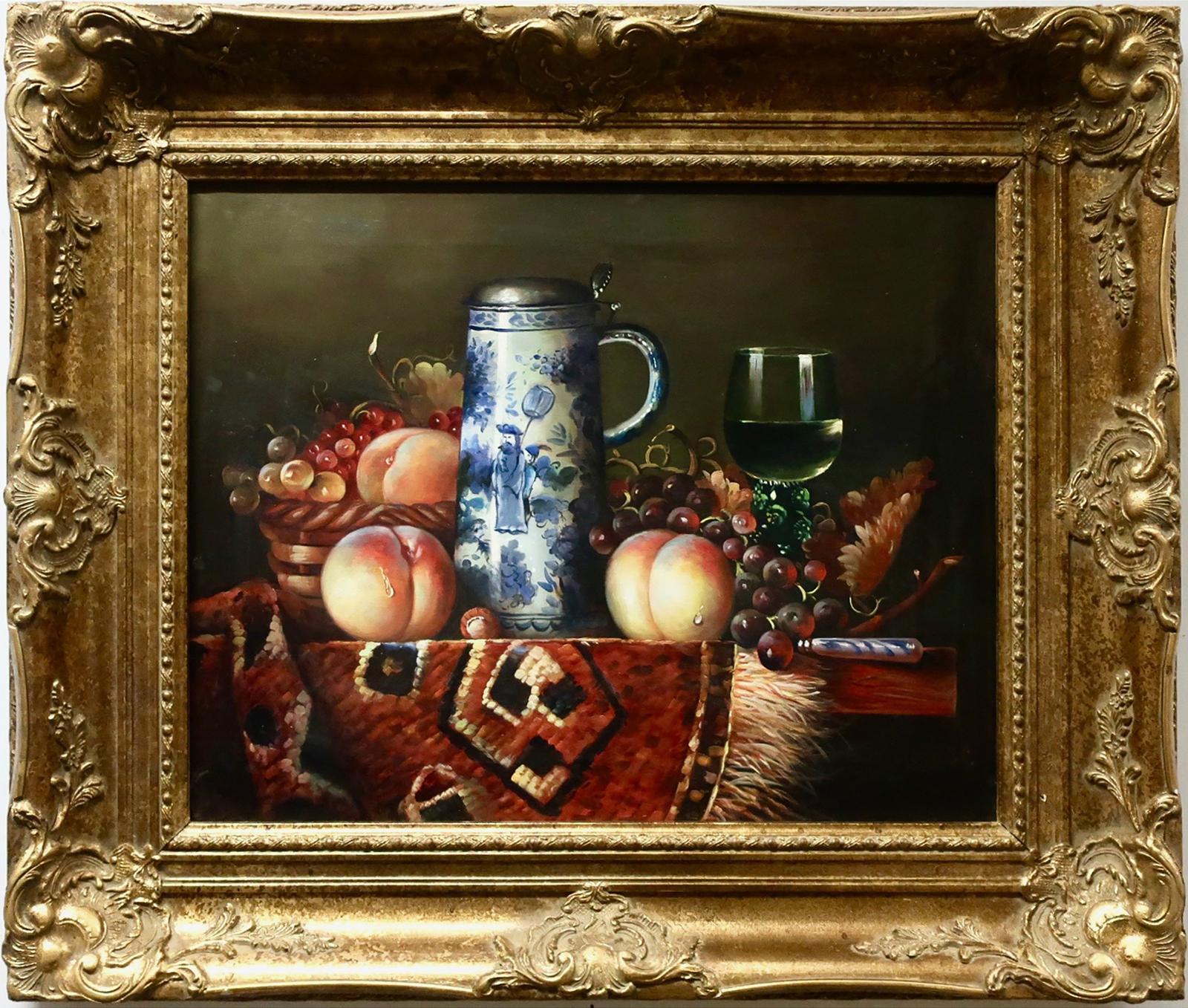 H. Prost - Still Life On Table (Stein, Wine, Fruit)