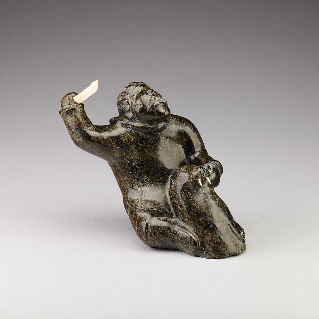 Norman Qumuaqtuq (1948) - Seated Hunter With Walrus Head