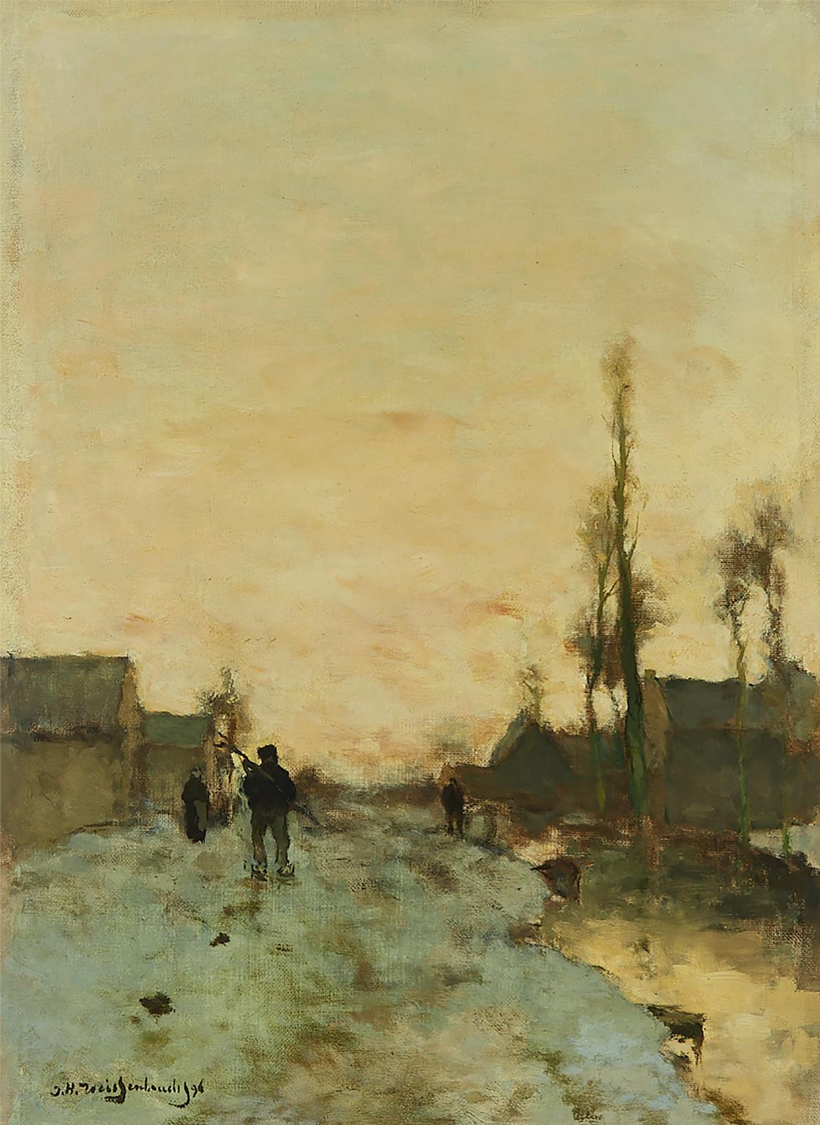 Jan (Johan) Hendrik Weissenbruch (1824-1903) - Figures By The Canal, 1894